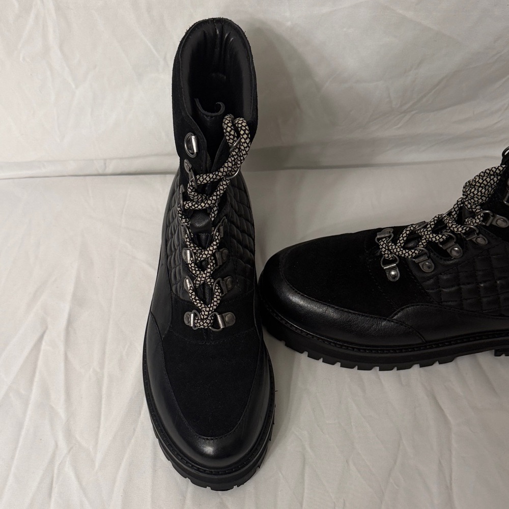 Black Quilted Combat Boots - Picture 4 of 12